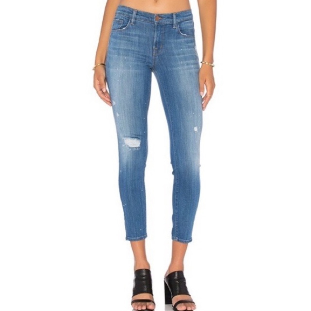 J. Brand Mid Rise Skinny Capri Collision Distressed Jeans size 27
